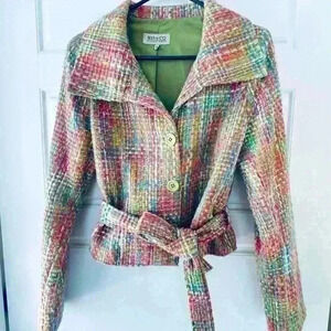 RW&CO PASTEL PINK LILAC BLUE TWEED FALL JACKET SIZE  6